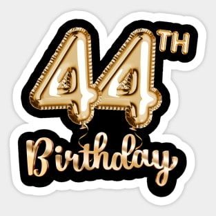 44th Birthday Gifts - Party Balloons Gold Sticker